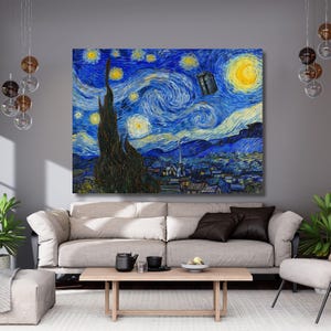 Vincent Van Gogh-Starry Night Over the Rhone canvas,canvas wall art,home decor,Painting,landscape,modern art,Canvas print,Ready To Hang 4A