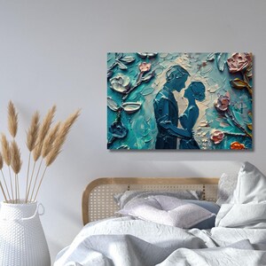 Romantische Paare Wandkunst,Junge und Mädchen umarmen sich Leinwanddruck,Zärtliche Umarmung Dekor,Liebe und Zuneigung Kunst,intime Momente Wanddekor,Geschenk 360