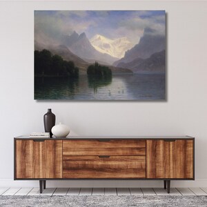Albert Bierstadt-Mountain Scene Canvas wall Art,Landscape,print,poster,classic art,vintage,modern wall art,home decor,Ready To Hang 128A