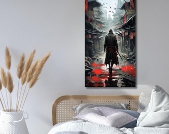 Ninja Warrior Canvas wall art,Ninja Poster,cityscape print,home Decor,Office Decor,Japanese art,modern art,Ready to hang,gift for home 570A