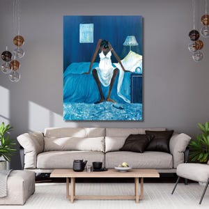 Blue monday by Annie Lee Quality print ready to hang Canvas Wall Art,Annie Lee Poster,home decor,wall decor,Black Woman Wall Art,gift 652A
