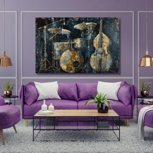 Large Abstract Jazz Band Oil Painting on Canvas Wall Art,Original Jazz Music Art,Orchestra Painting Fashion Decor Living Room Decor 366A