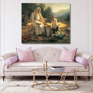 Jesus Talking to a Samaritan Woman at the Well canvas,Christian Poster,canvas print,religious wall art,christian art,Jesus Christ painting 4