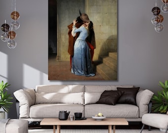 Francesco Hayez-The Kiss Canvas wall art,Hayez Il Bacio Print Poster,Reproduction art,Classic Art,italian Romanticism Painting,gift home 524