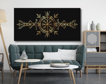 Ancient Nordic Canvas Wall Art,nordic Symbol Wall Art,huge Canvas