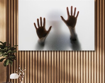 Shadows of Hands Abstract Wall decor printed canvas,Hands Silhouette Behind Glass Creative Abstract Print poster Wall Art Decor,gift 13A