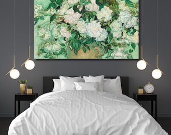 Vincent Van Gogh-roses canvas wall art,home decor,flower poster,Painting,modern art,landscape,modern art,Canvas print,Ready To Hang 11A