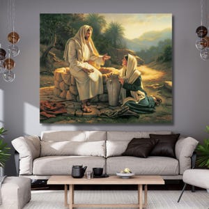 Jesus Talking to a Samaritan Woman at the Well canvas,Christian Poster,canvas print,religious wall art,christian art,Jesus Christ painting 4