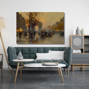 Paris Street Scenes by Edouard Leon Cortes canvas wall art,Street Poster,home decor,Painting,landscape,modern art,ready to hang,gift 429A