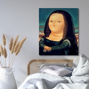 Mona Lisa by Fernando Botero Canvas Wall Art,Botero Art,Huge Canvas Home Decor,Mona Lisa Fun Art,woman poster,modern art,ready to hang 643A