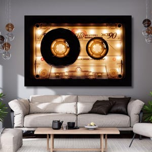 nostalgic cassette poster,retro cassette art,retro music wall art,shining audio cassette,Music Room Decor,Tape Canvas Wall Art,Vintage Music