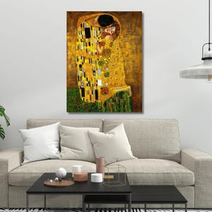 Gustav Klimt-The Kiss canvas Wall Art,couple print poster,classic art,home decor,ready to hang,modern wall art,wall decor,gift for home 5A