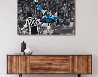 Lienzo de Cristiano Ronaldo, impresiones de Cristiano Ronaldo, póster de Cristiano Ronaldo, lienzo de fútbol, regalo para hombre, CR7, decoración, decoración deportiva 231A