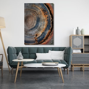 Impression sur toile d&#39;anneaux d&#39;arbre colorés, art mural naturel élégant, décoration en bois, excellente solution de conception pour la réduction de l&#39;écho, décoration d&#39;intérieur, prêt à accrocher 747