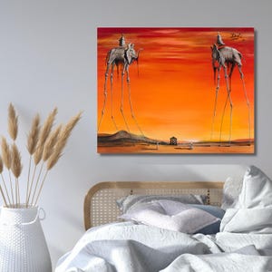 Salvador Dali,Dali Print Elephants on Canvas,Salvador Dali Painting,Dali Wall Art,Surrealist Art Canvas,Home Decor,Ready To Hang,Gift 229A