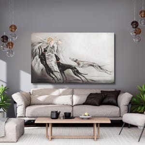 Speed ( Coursing II) by Louis Icart canvas art,Lady with greyhound speed dogs print,museum-exhibition Poster,art deco reproduction,gift290A