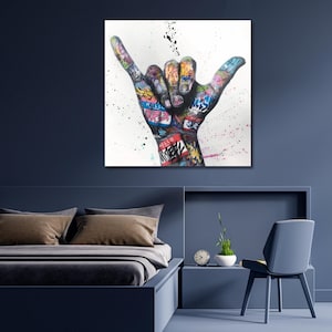 Art mural en toile Banksy Graffiti Shaka, Street Graffiti Art, citation murale célèbre, impression Banksy Graffiti, toile graffiti à la main, décoration d'intérieur 435A
