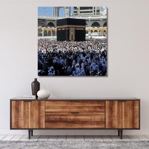 Lienzo listo para colgar de la Kaaba, arte de pared en lienzo de la Kaaba, póster con impresión de la Kaaba, tapices islámicos, regalo para un nuevo hogar, decoración de pared, listo para colgar 225A