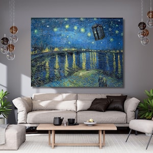 Vincent Van Gogh-Starry Night Over the Rhone canvas,canvas wall art,home decor,Painting,landscape,modern art,Canvas print,Ready To Hang 2A