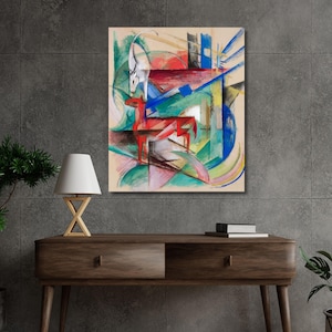 Franz Marc-Landscape with Animals Canvas wall Art,Modern art,Animal print poster,vintage,home decor,wall decor,abstract,Ready To Hang 99A