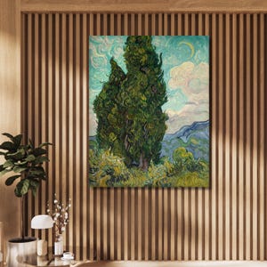 Art mural sur toile Vincent Van Gogh-Cypresses, décoration intérieure, peinture, art mural moderne, vintage, poster imprimé, paysage, prêt à accrocher 44A