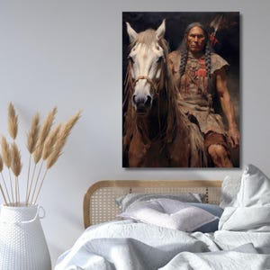 American Indian Man Poster,Ethnic Prints Wall Decor,Native American Canvas Wall Art,Home Decor,Warrior print poster,ready to hang,gift 691A
