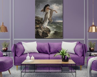 The Death of Sappho Poster,Greek Mythology Print,Classical Art,Moody Painting,Witchy Wall art,Romantic Artwork,vintage,modern wall art 230