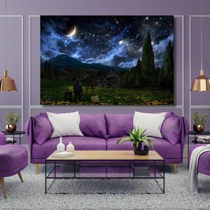 Vincent Van Gogh-Starry Night canvas,canvas wall art,home decor,Painting,landscape,moonlight poster,modern art,Canvas print,Ready To Hang31A