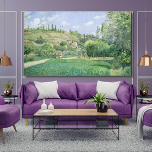 Camille Pissarro - Um Pastor de Vacas em Valhermeil, Auvers-sur-Oise (1874) - Arte de Parede em Tela, pôster com impressão de paisagem, estilo vintage, decoração para casa, pronto para pendurar 3A