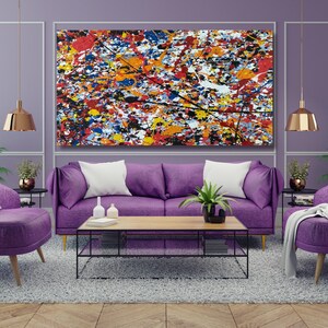Jackson Pollock canvas kunst aan de muur, extra groot canvas, abstract, decor voor huis en woonkamer, Pollock-convergentie, moderne kunst, klaar om op te hangen, cadeau 5A