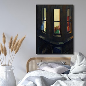 Edward Hopper-Nacht Fenster Druck,Kunstdruck auf Leinwand,Kunstdruck auf Leinwand,Stillleben,Kann aufhängefertig,Geschenk sein