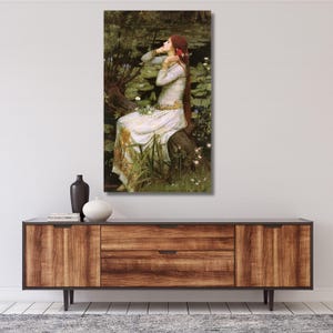 John William Waterhouse-Ophelia Canvas Wall Art,woman Print poster,British Academic Painting,decor,modern art,Vintage,Ready to hang 123A