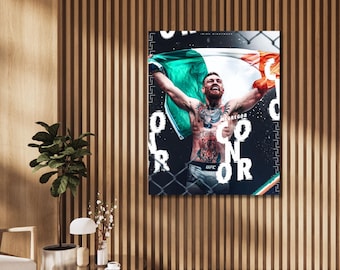 Póster de campeón de la UFC Conor McGregor, lienzo para pared de gimnasio, decoración de pared para sala de fitness, boxeo de la UFC, póster con impresión de Conor, listo para colgar, regalo 2A