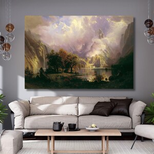 Albert Bierstadt-landscape of the rocky mountains Canvas Wall Art,Landscape print poster,home decor,mountain poster,Ready To Hang,gift 1