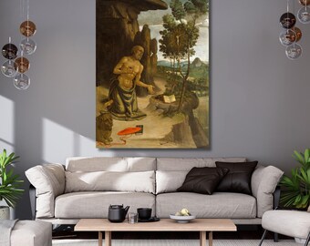 Saint Jerome in the Wilderness by Bernardino Pinturicchio Canvas Wall Art,Saint Jerome print poster,modern art,Home Decor,Gift for home 724A