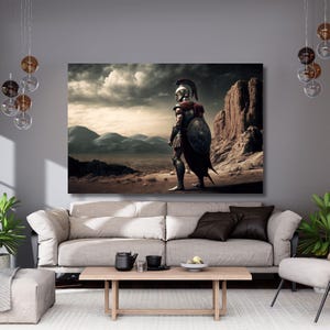 Spartan Soldier Canvas wall art,Greek Mythology print,King Leonidas Wall Decor,Spartan Warrior Ancient Ages Greek Warrior Wall Decor 717A