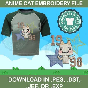 Toro the anime cat Embroidery File, Toro Inoue embroidery design, Anime Toro Inoue cat shirt, Anime embroidery design