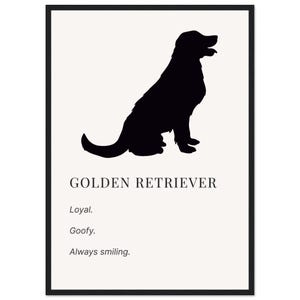 Golden Retriever Dog Poster – Minimalist Wall Art Print – Framed A2 or A3 – Pet Lover Gift – Ready to Hang – Premium Print