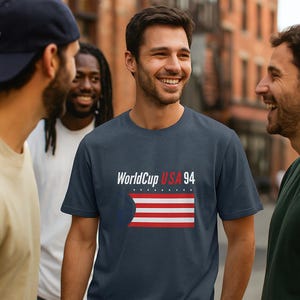 USA 94 WORLD CUP Retro Football T-short Heather Grey