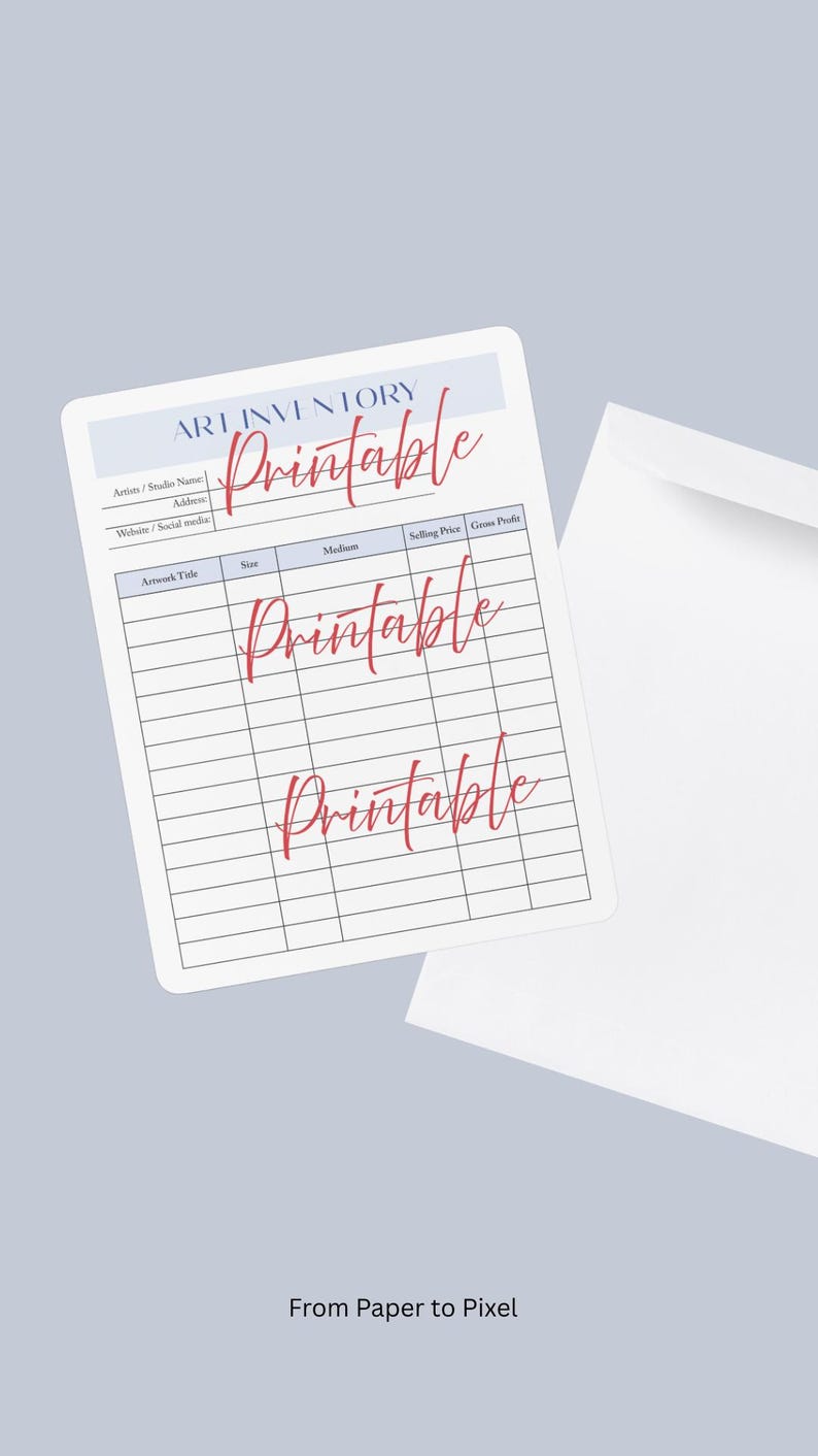 Artist Inventory Printable - Etsy