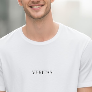 Chemise Veritas Latin Quote, t-shirt philosophie minimaliste, couleurs confortables
