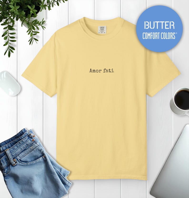 T-shirt minimaliste Amor Fati, chemise Philosophy, couleurs confortables Butter