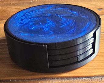 Resin Coasters Set of 4 with Holder – Jewel Collection – Modern Home Decor Gift