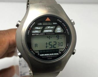 Reloj de pulsera vintage Seiko Alba Epsilon W820-4040 de cuarzo digital y titanio para hombre