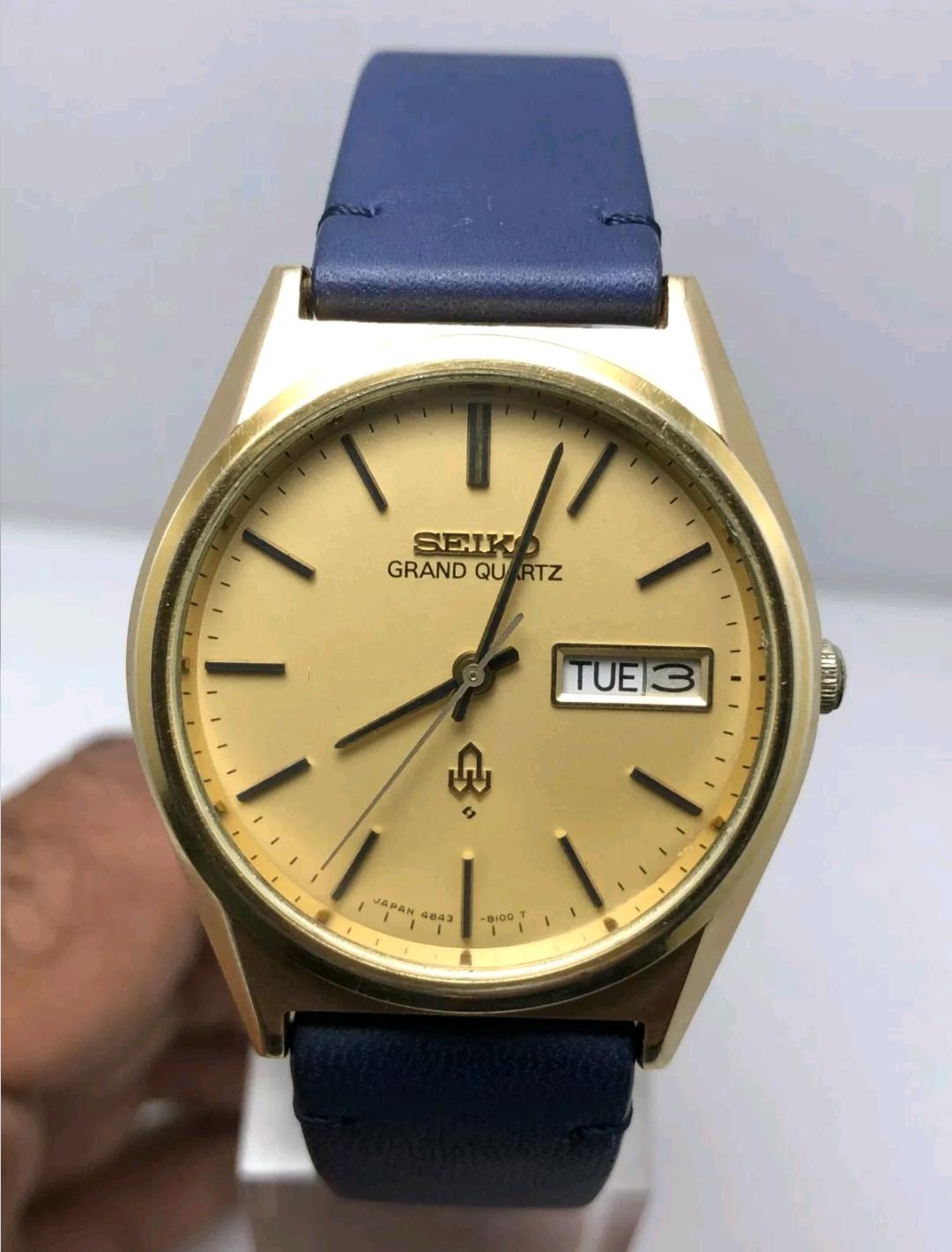 Vintage Seiko Grand Quartz 4843-8110 Day/date Cap Gold Japan Men's
