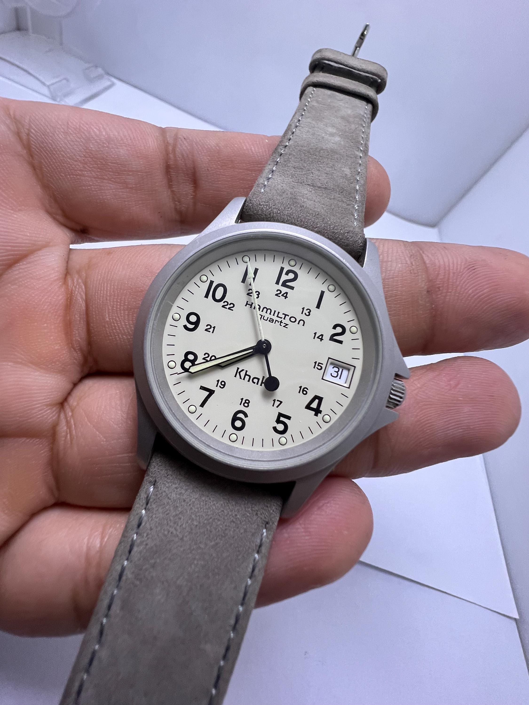 Vintage Hamilton Khaki 9445B Ivory Dial Analog Quartz Swiss Men's
