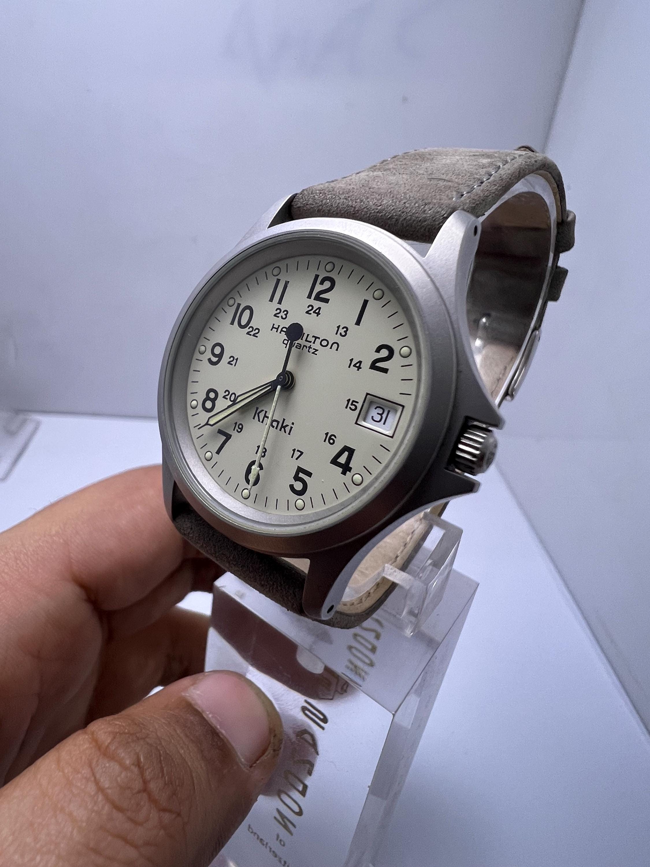Vintage Hamilton Khaki 9445B Ivory Dial Analog Quartz Swiss Men's