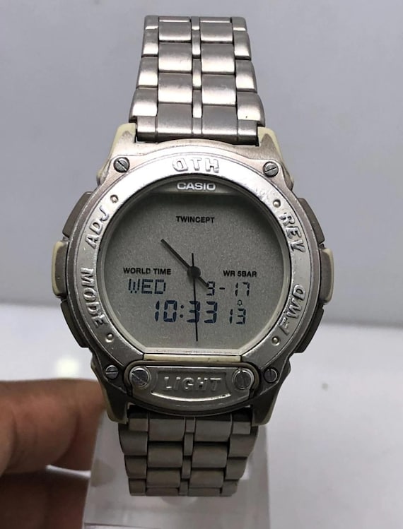 Vintage Casio Data Bank 1790 ABX-60 Twincept World Time Ana-digi