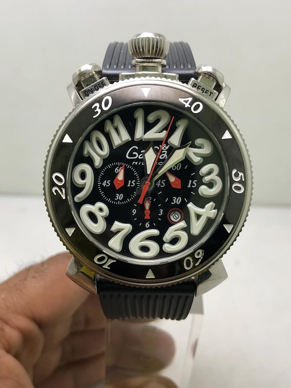 GaGa MILANO 腕時計 Vintage GAGA Milano C1162 Chronograph Black Dial Quartz 48mm Italy