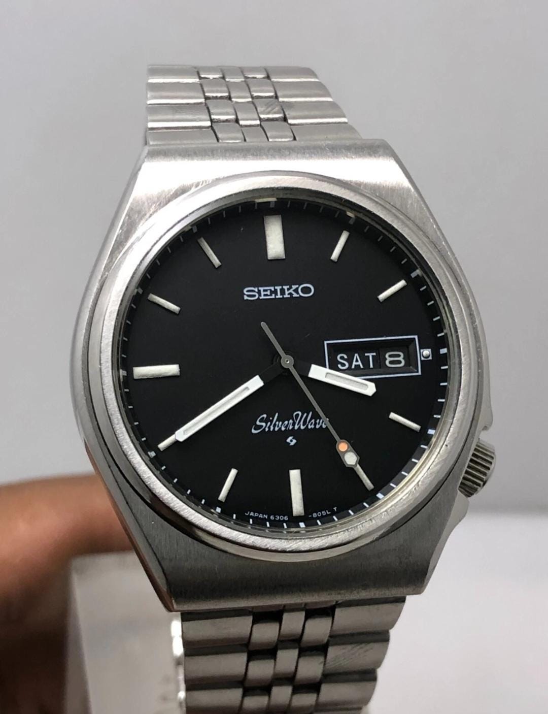 Vintage Seiko Silverwave 6306-8070 Automatic 21 Jewels Black Dial